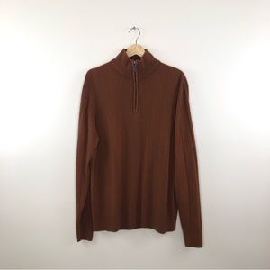 Oscar De La Renta 1/4 Zip Collared Sweater copper brown size XL